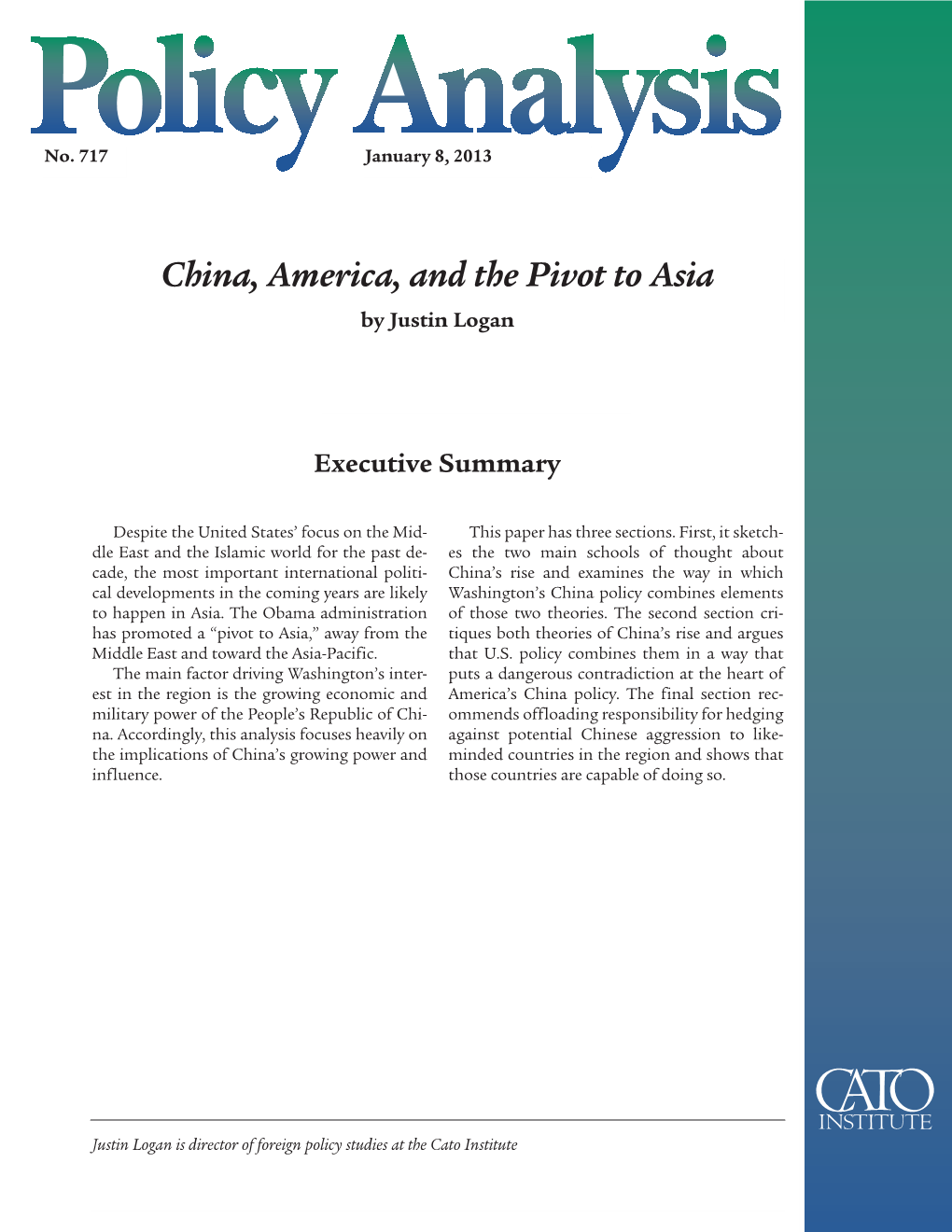 China, America, and the Pivot to Asia by Justin Logan