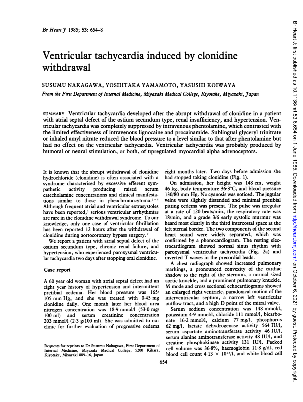 Ventricular Tachycardia Induced by Clonidine Withdrawal
