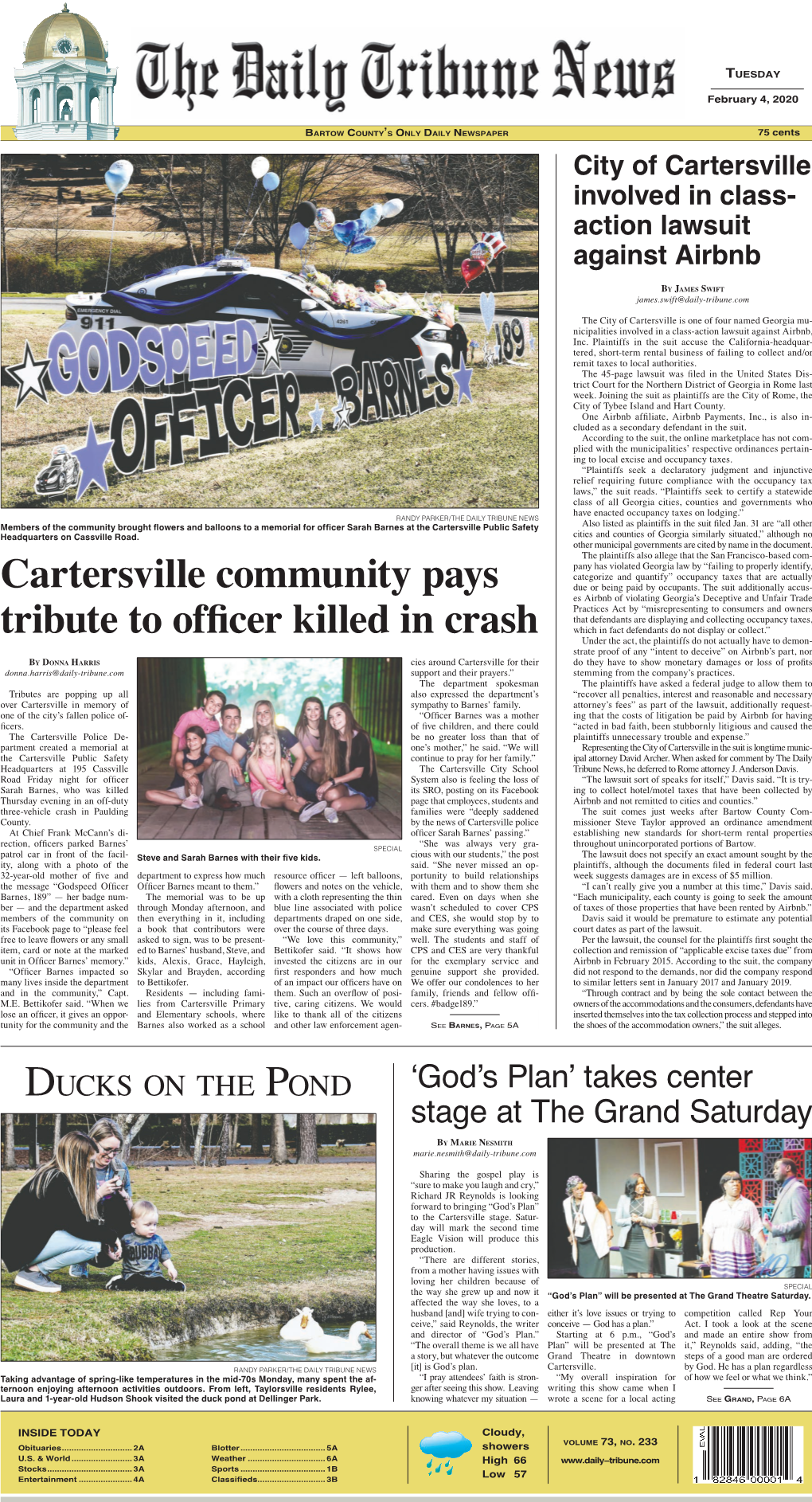 Cartersville Community Pays Tribute to Officer Killed in Crash