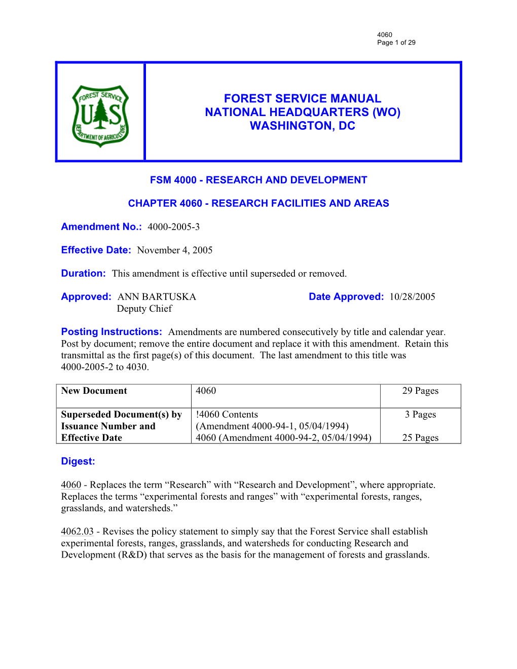 Forest Service Manual National Headquarters (Wo) Washington, Dc