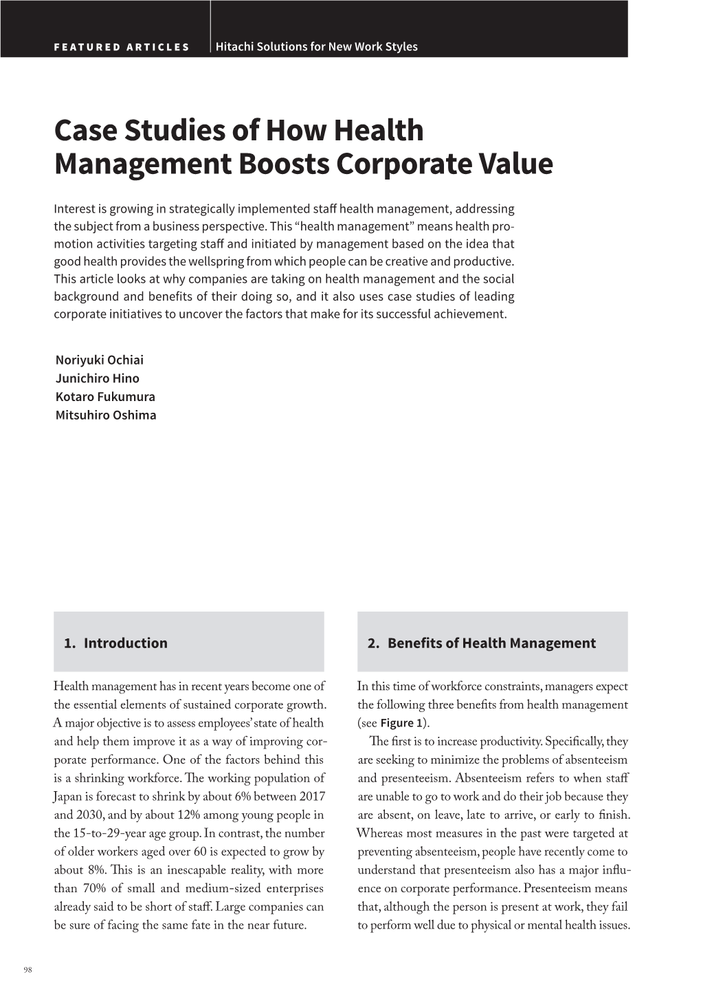Case Studies of How Health Management Boosts Corporate Value