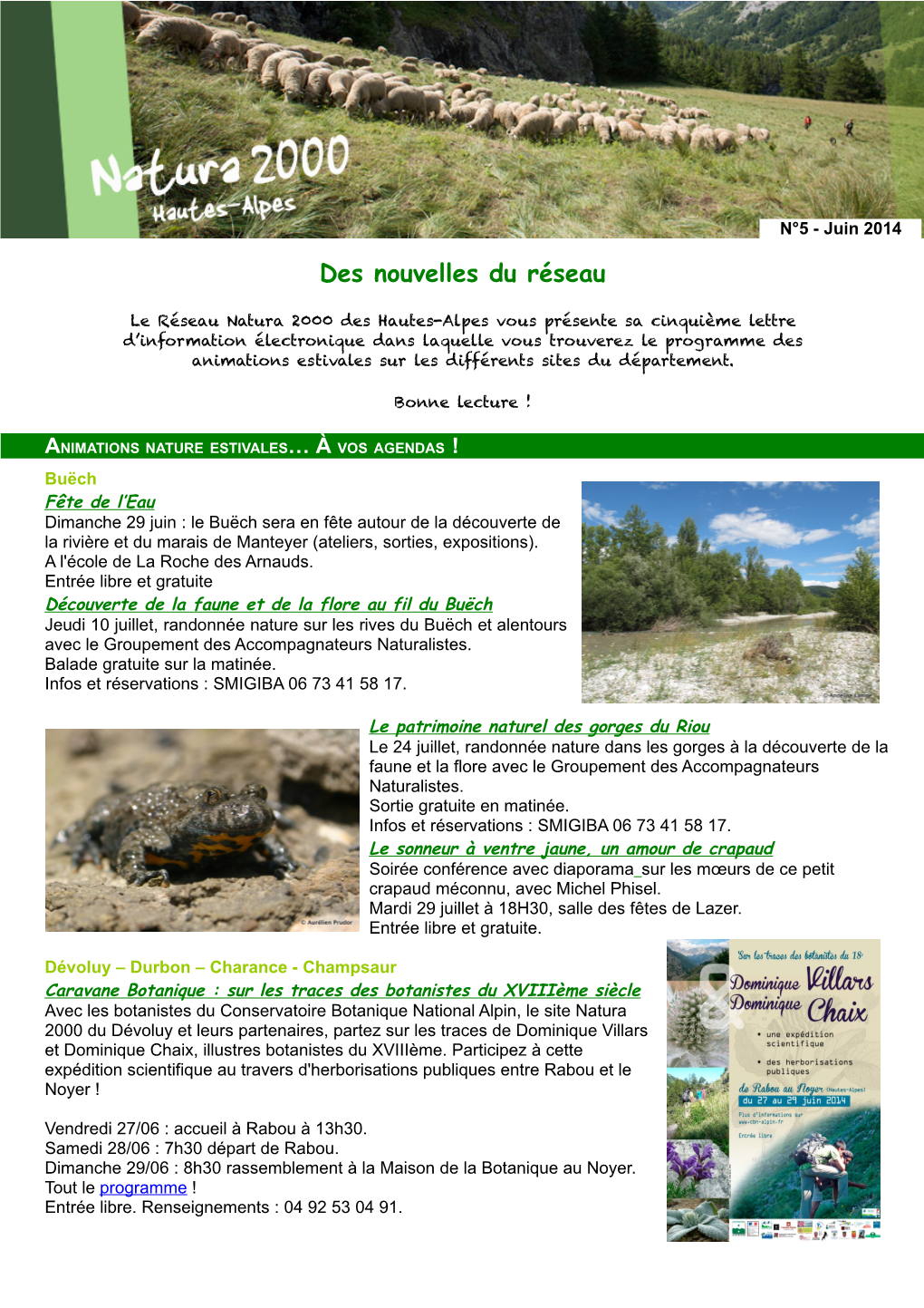 La Newsletter Natura 2000 Hautes-Alpes