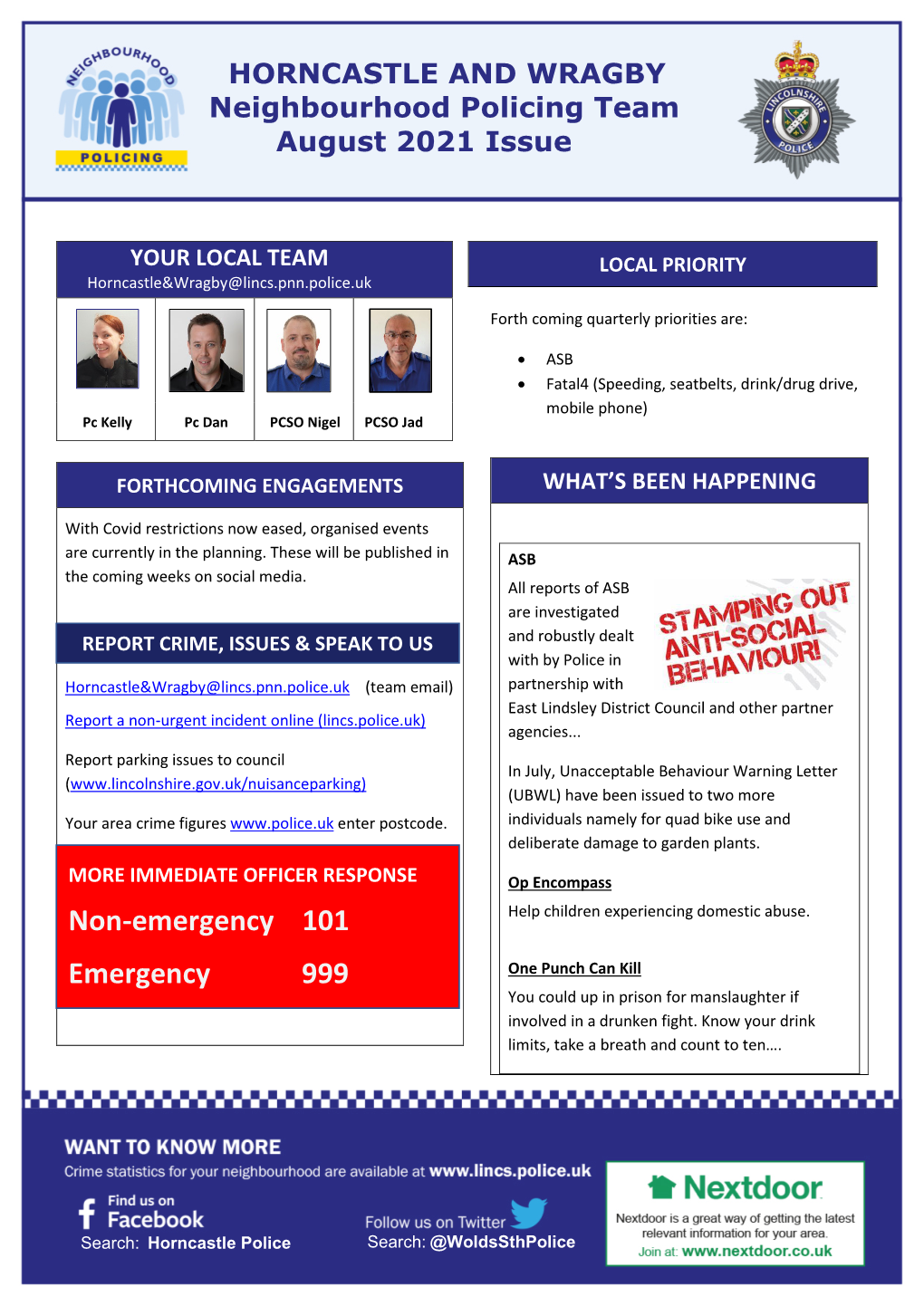 Horncastle and Wragby NPT Newsletter