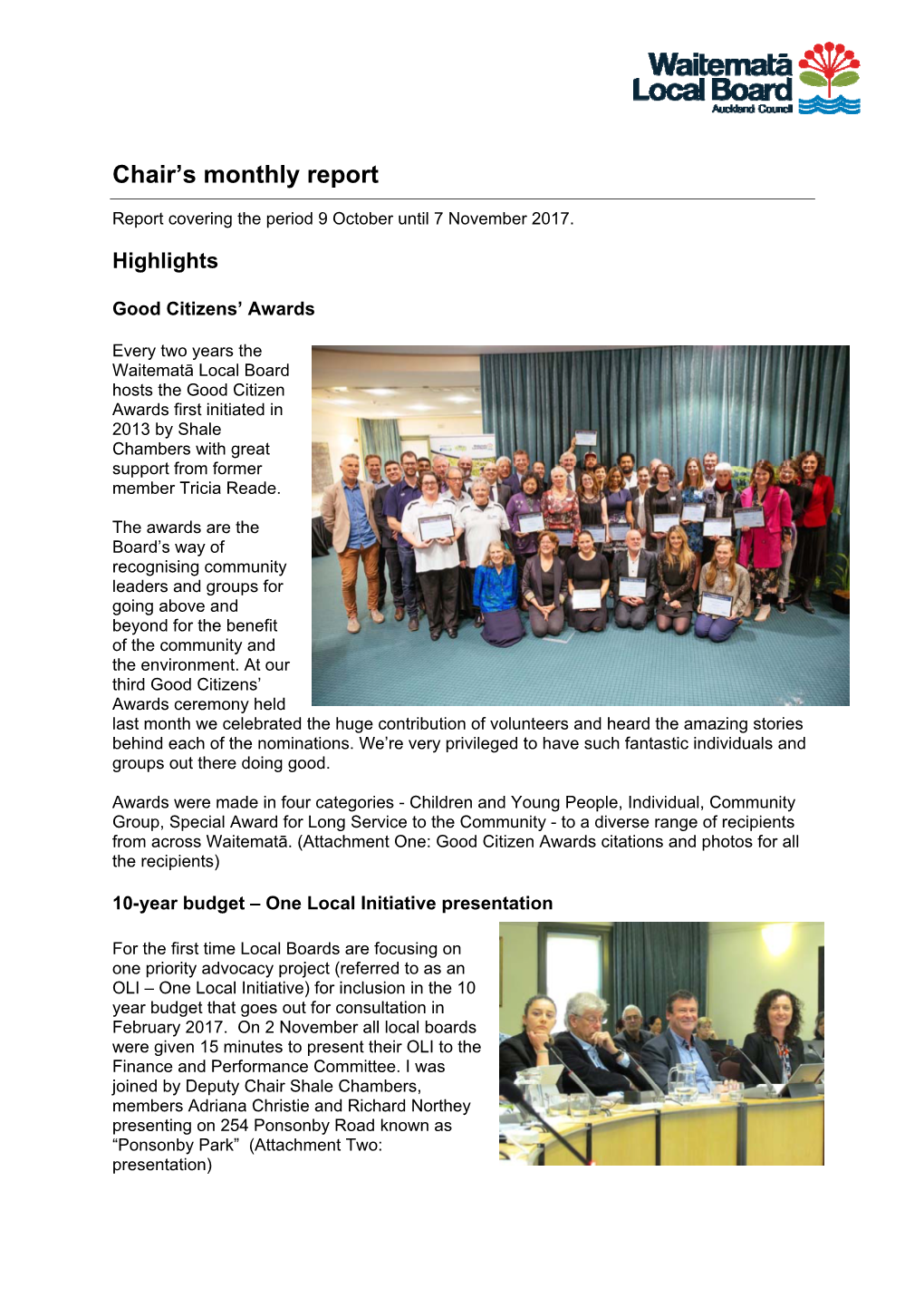 Attachment Chair's Report November 2017