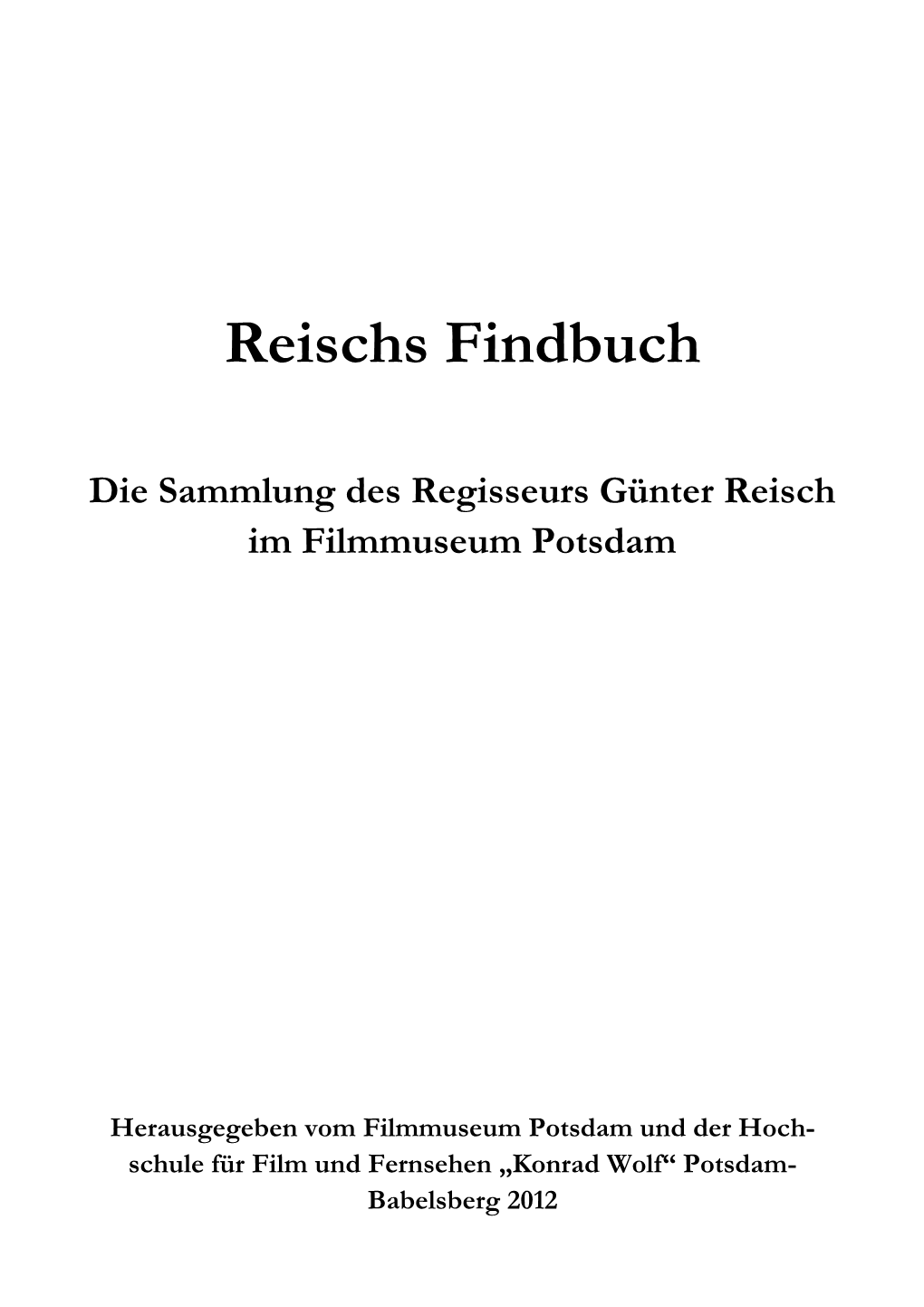 Reischs Findbuch