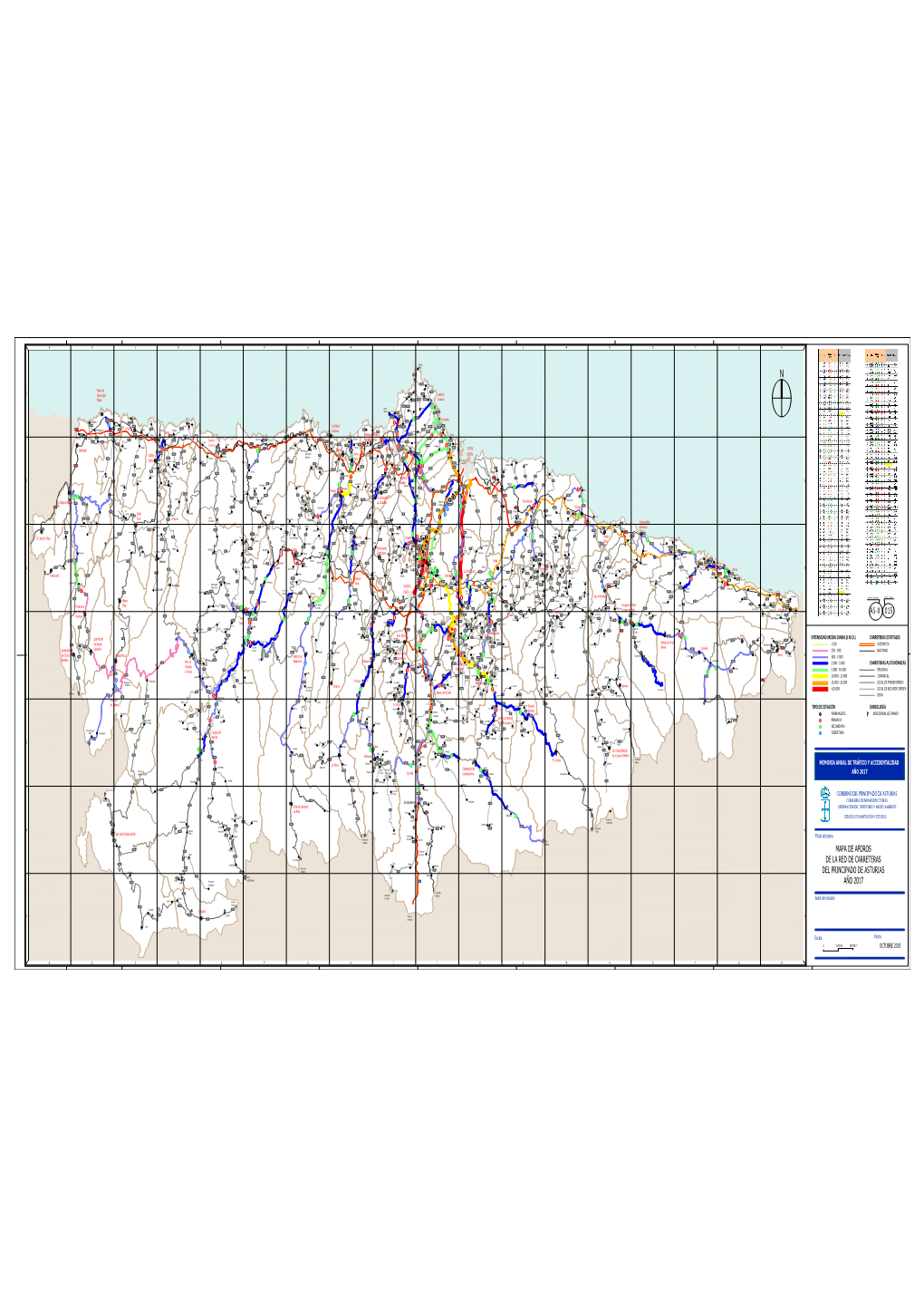 Mapa De Aforos De La Red De Carreteras Del Principado De Asturias Año 2017