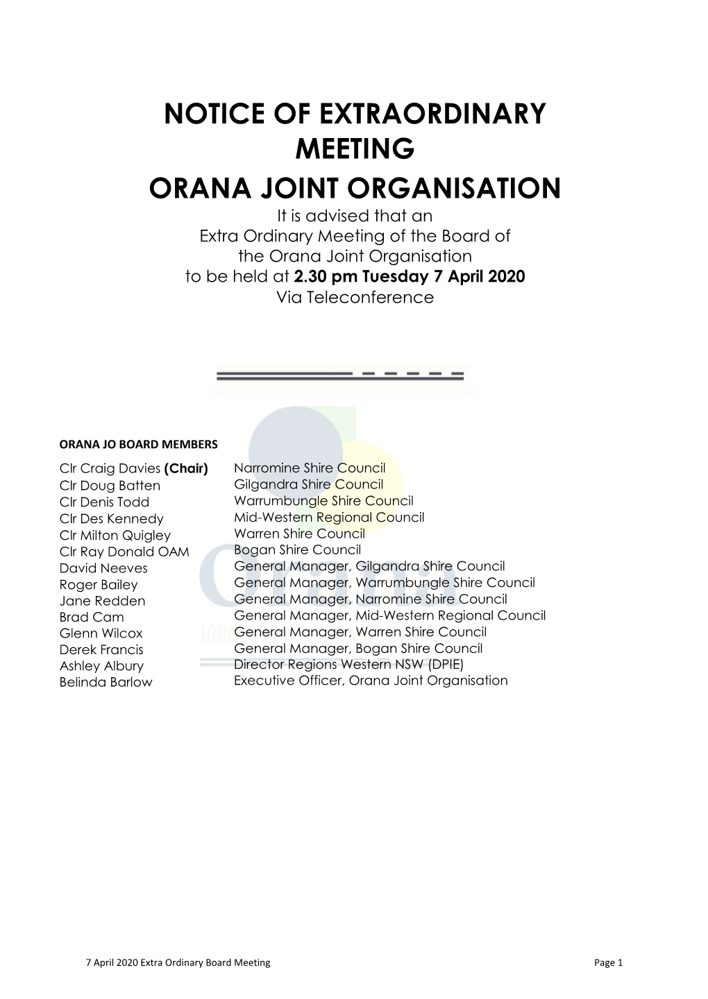 Notice of Extraordinary Meeting Orana Joint