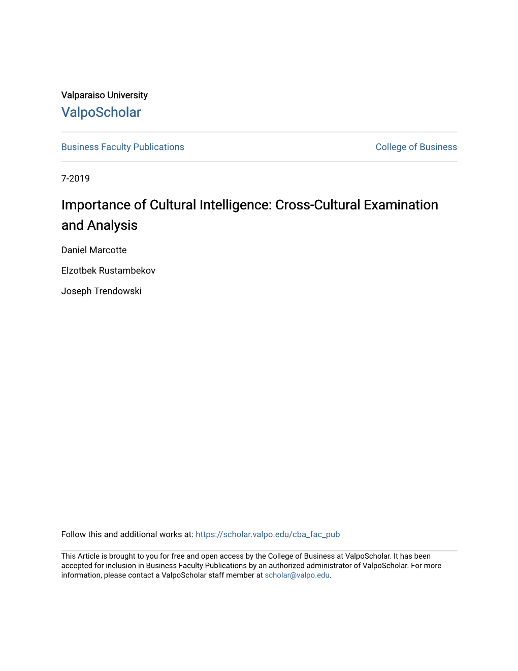 Cross-Cultural Examination and Analysis