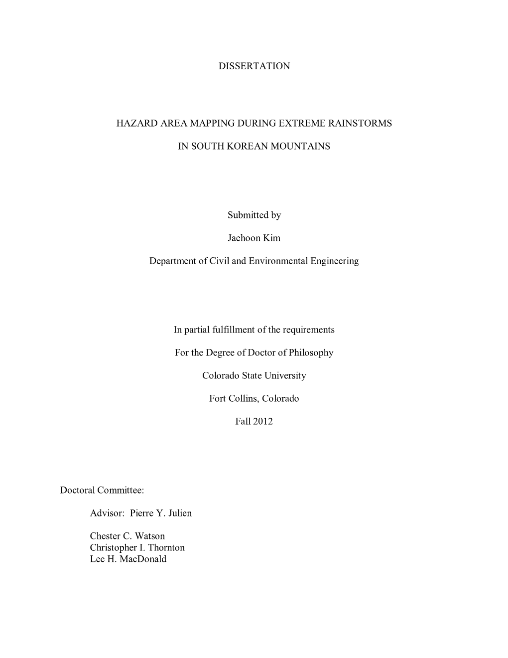 Dissertation Hazard Area Mapping During Extreme