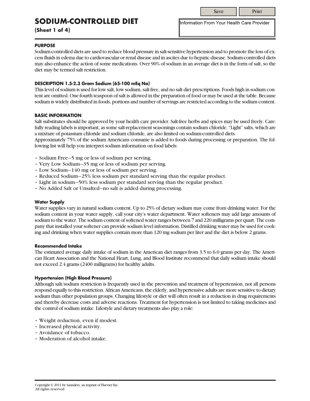 SODIUM-CONTROLLED DIET (Sheet 1 of 4)