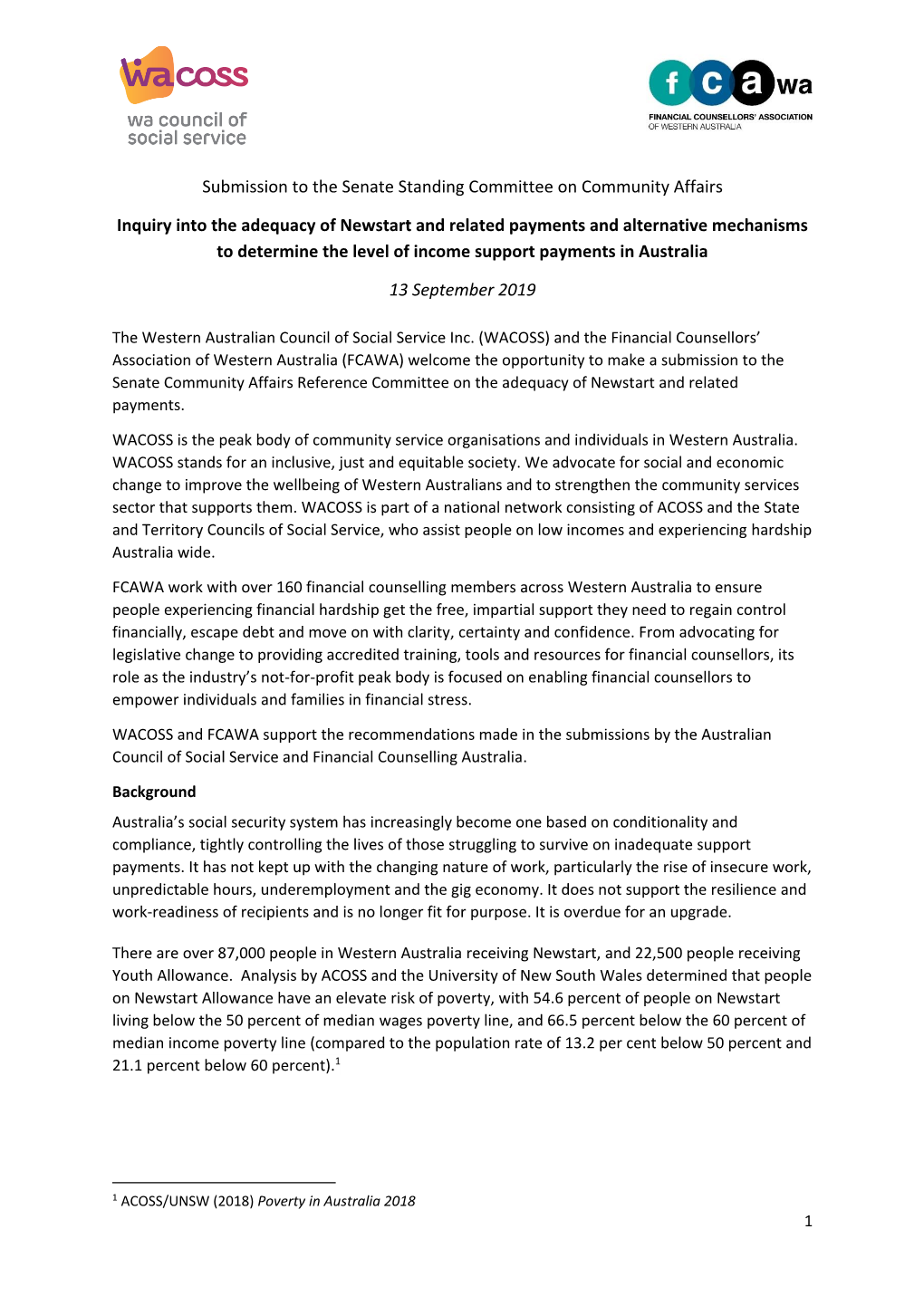 Adequacy of Newstart and Related Payments and Alternative Mechanisms to Determine the Level of Income Support Payments in Australia