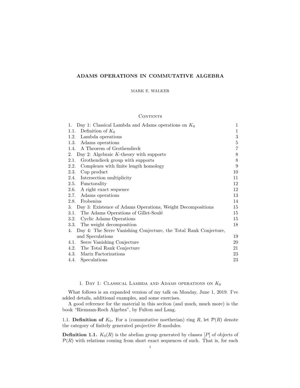 Adams Operations in Commutative Algebra