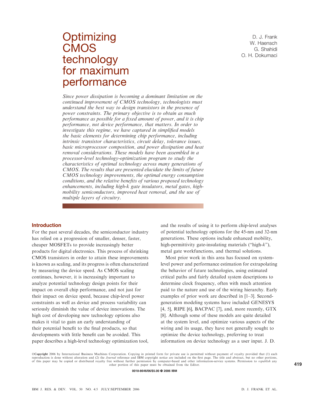 Optimizing CMOS Technology for Maximum Performance