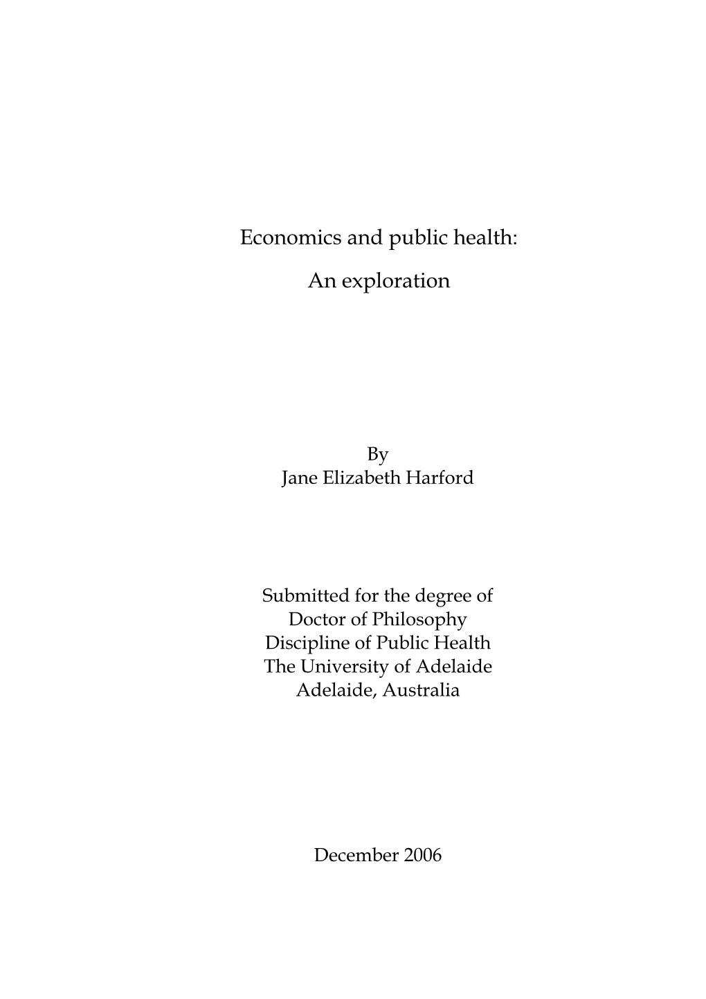 Economics and Public Health: an Exploration