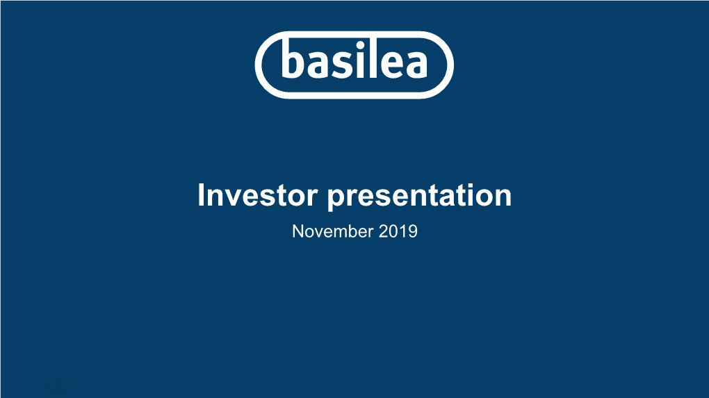 Investor Presentation November 2019