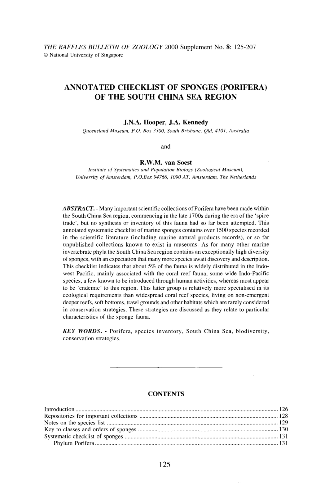 Porifera) of the South China Sea Region