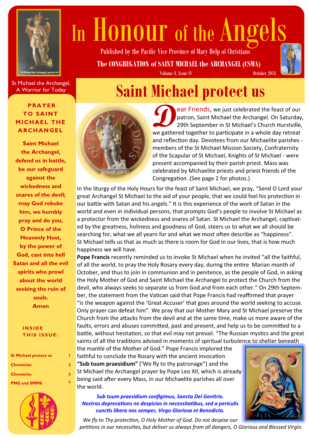 Saint Michael Protect Us PRAYER Ear Friends, We Just Celebrated the Feast of Our to SAINT Patron, Saint Michael the Archangel