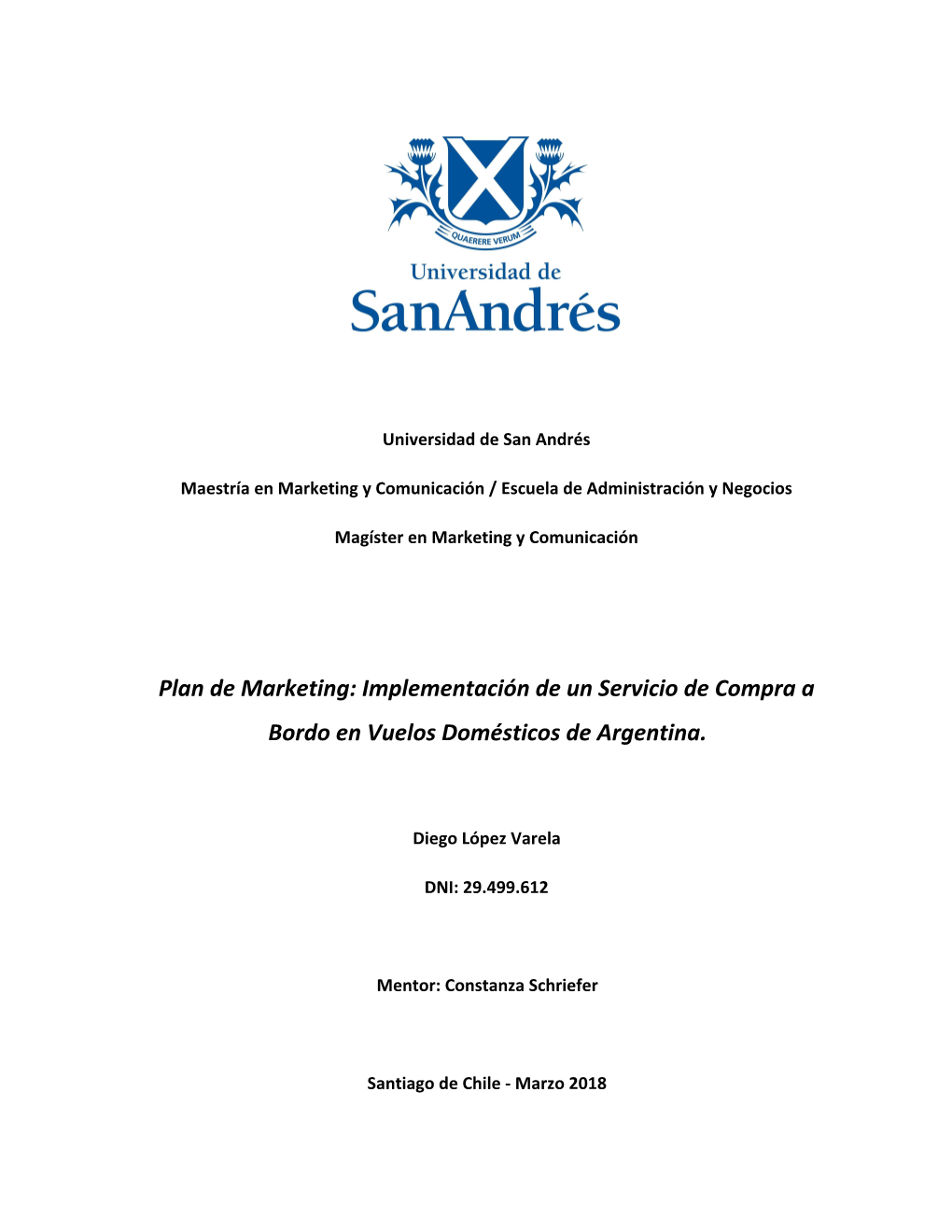 Plan De Marketing: Implementación De Un Servicio De Compra a Bordo En Vuelos Domésticos De Argentina