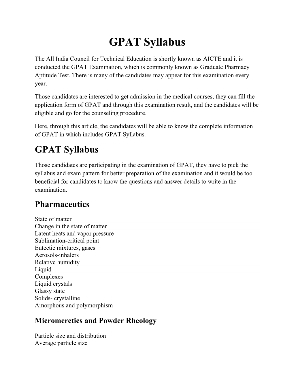 GPAT Syllabus