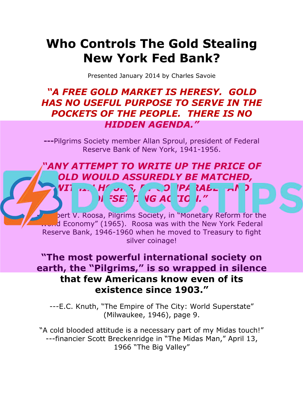 Who Controls the Gold Stealing New York Fed Bank?
