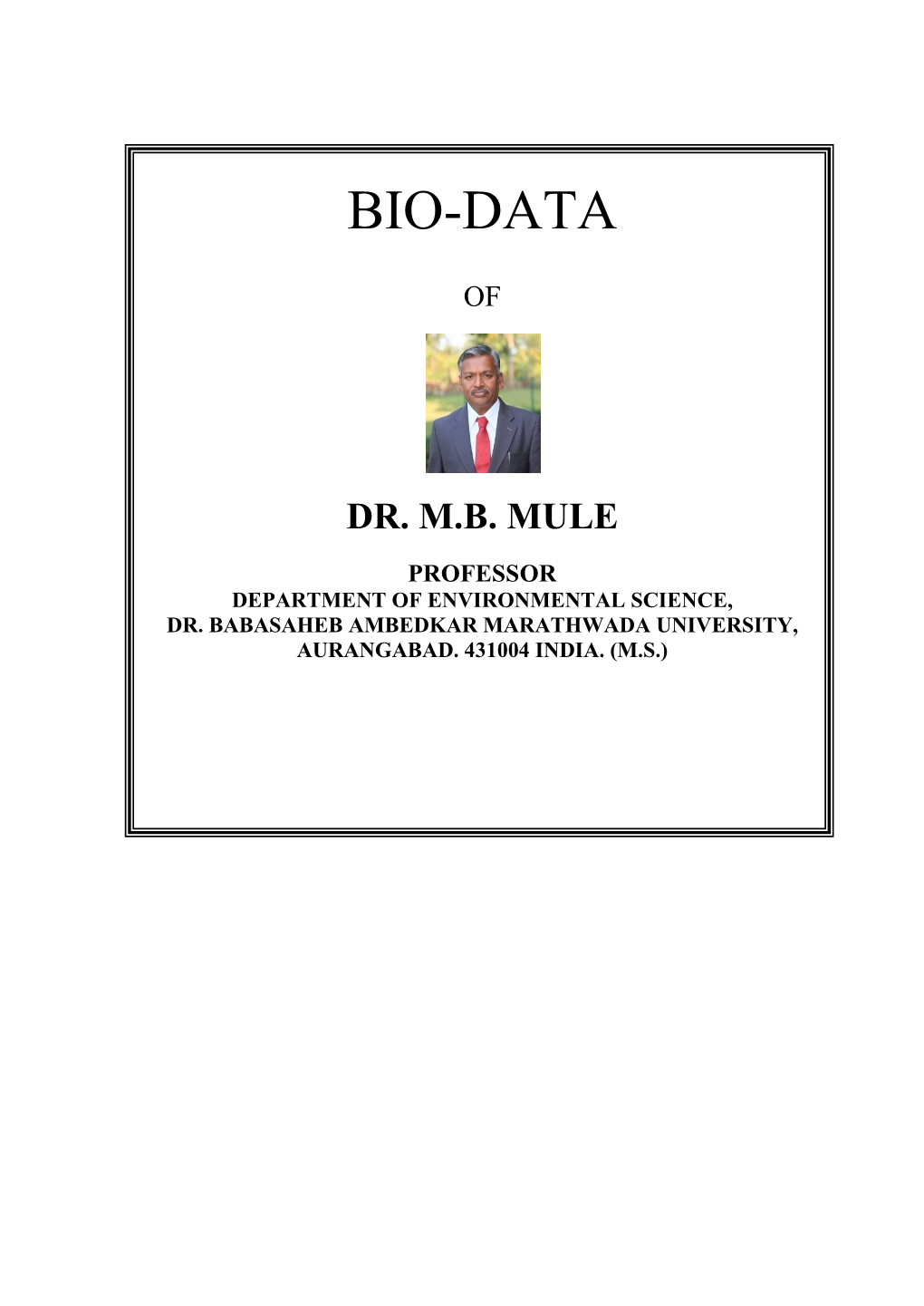 Dr. Mb Mule Professor