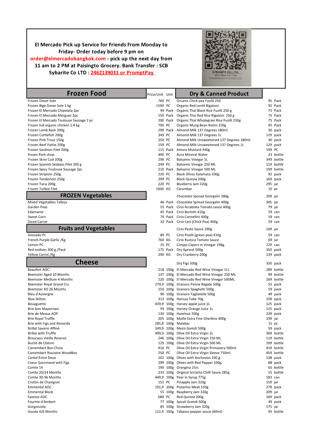 Download Our Price List