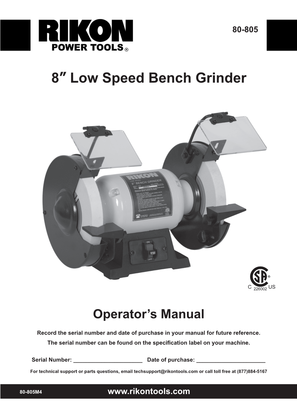 8״ Low Speed Bench Grinder