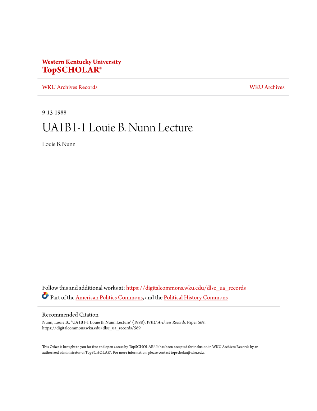 UA1B1-1 Louie B. Nunn Lecture Louie B