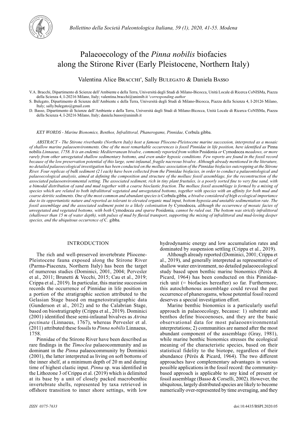 Palaeoecology of the Pinna Nobilis Biofacies Along the Stirone River (Early Pleistocene, Northern Italy)