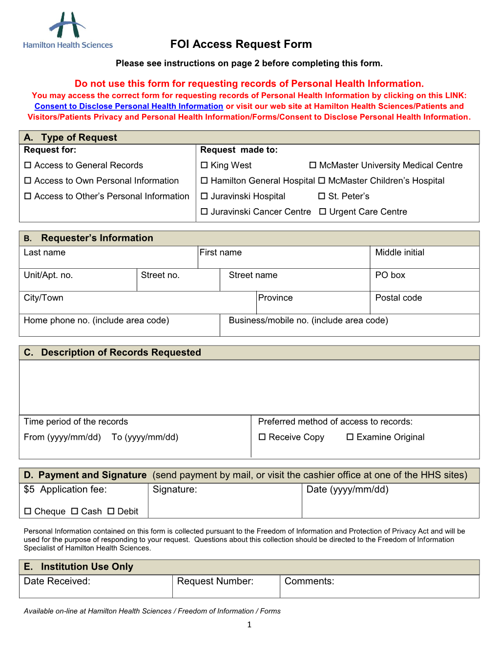 FOI Access Request Form