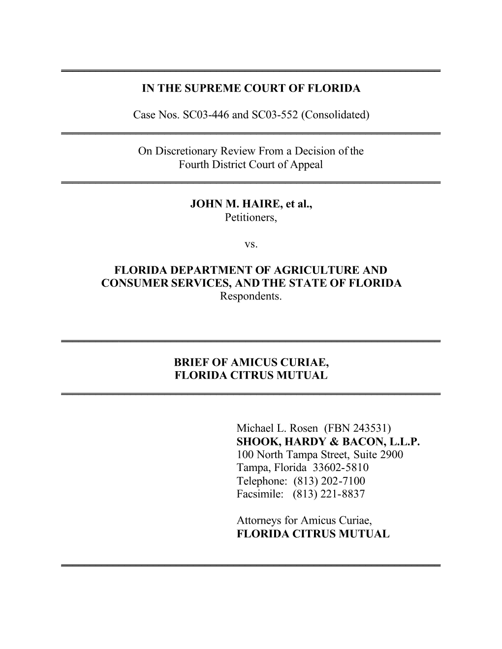 In the Supreme Court of Florida