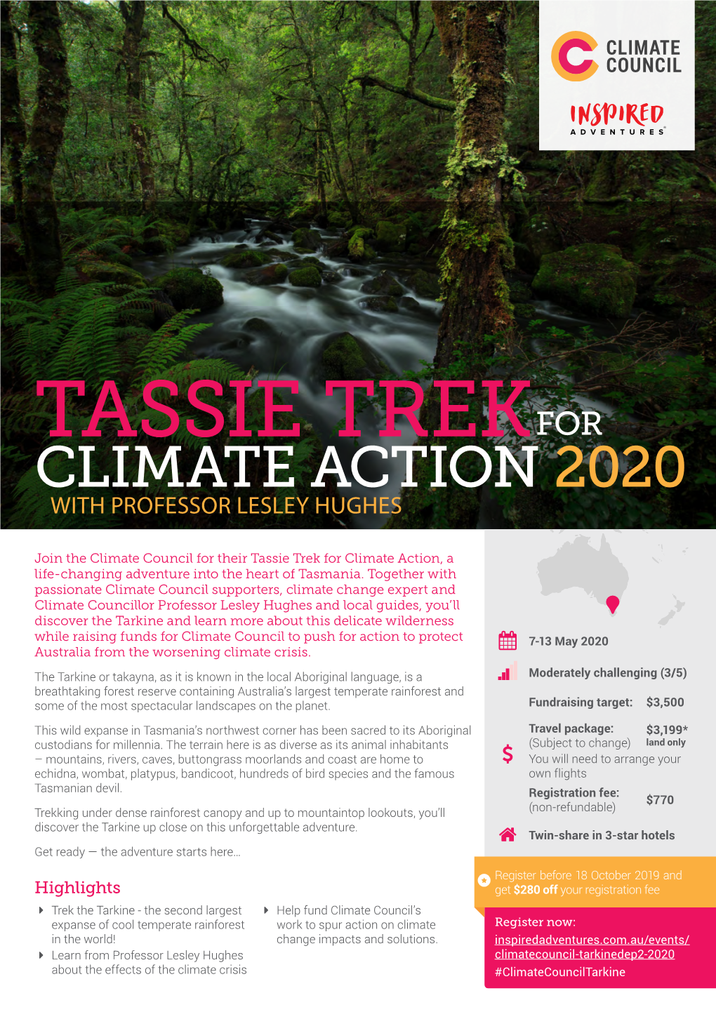 Tassie Trek for Climate Action 2020 with Professor Lesley Hughes