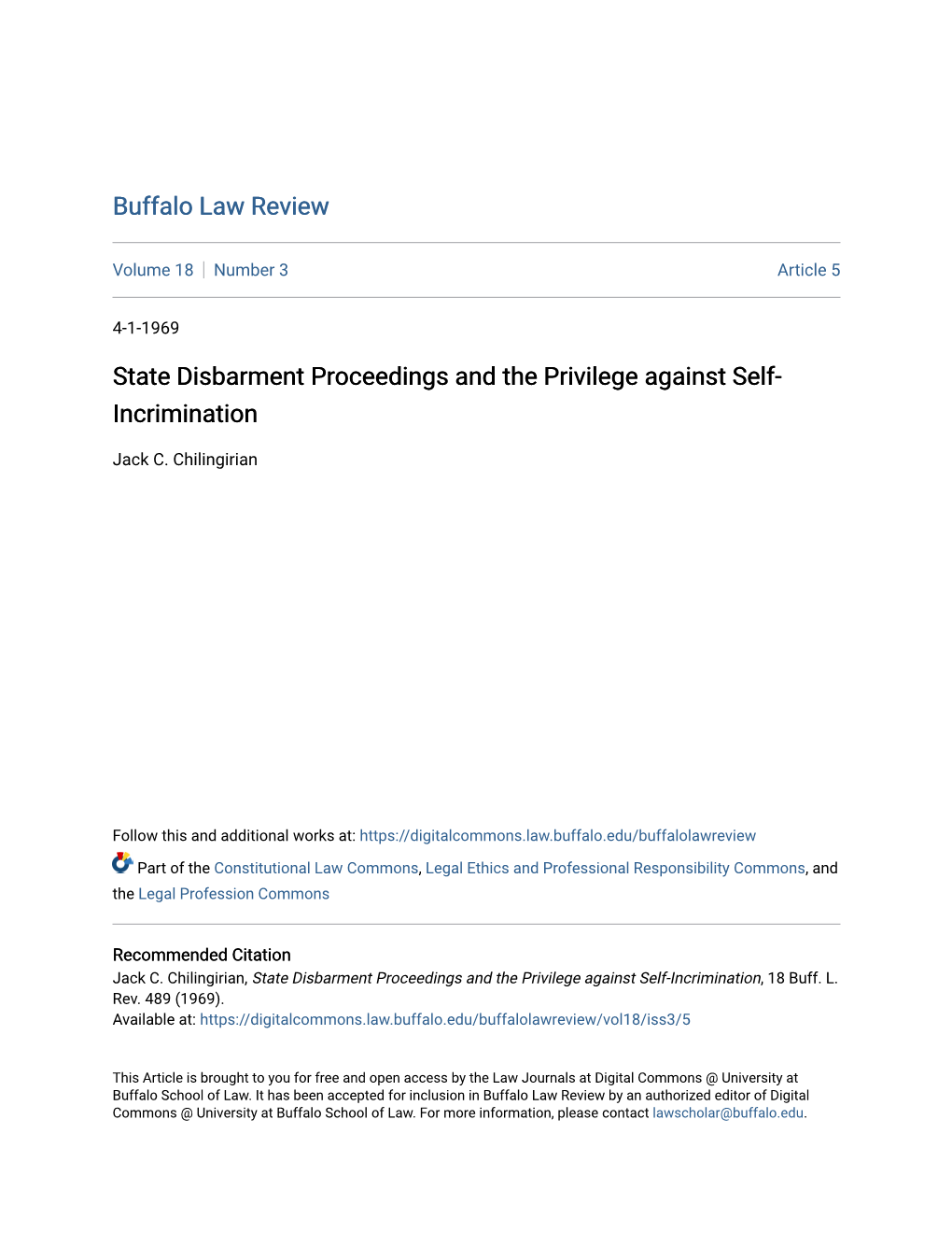 State Disbarment Proceedings and the Privilege Against Self- Incrimination