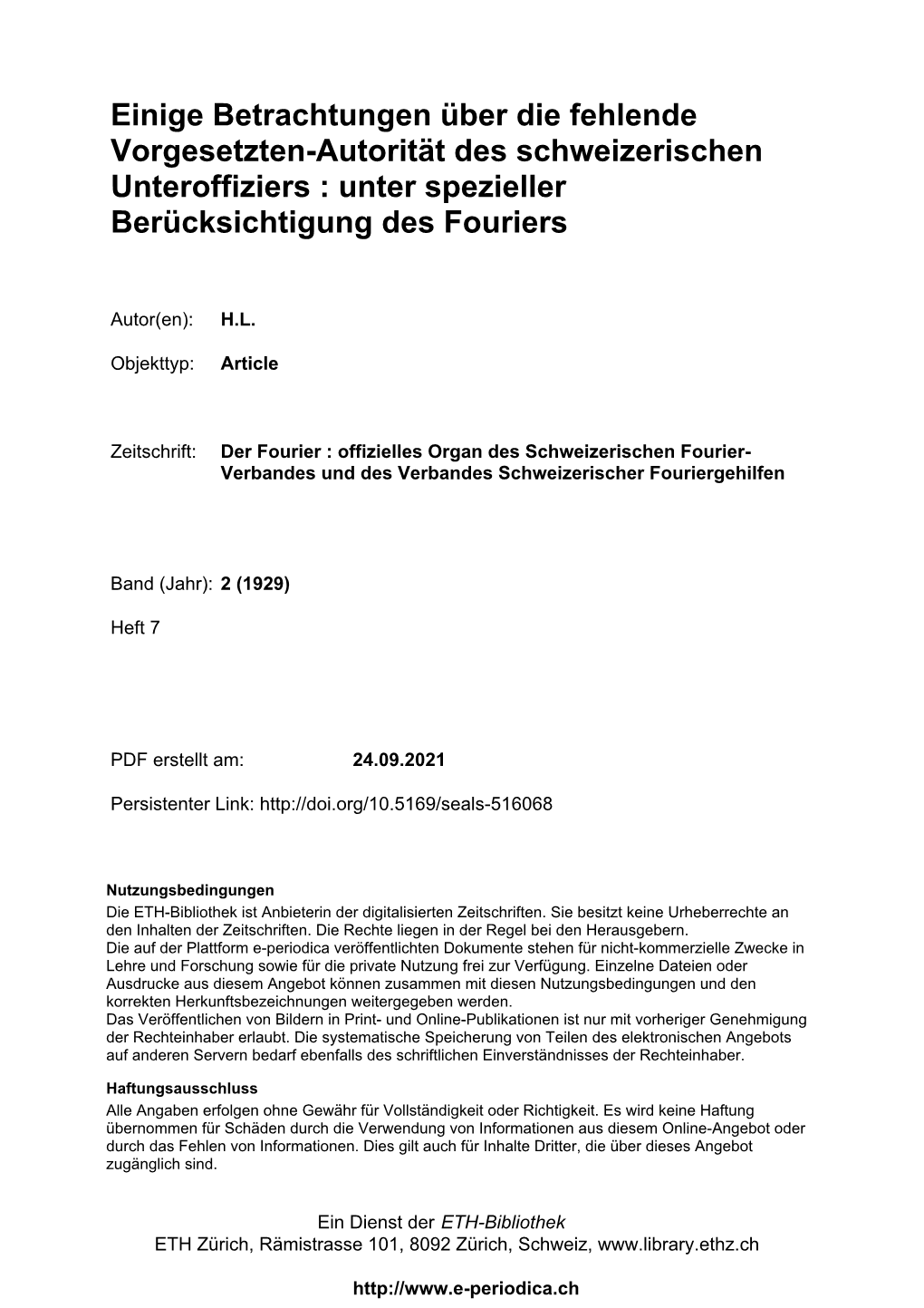 Unter Spezieller Berücksichtigung Des Fouriers