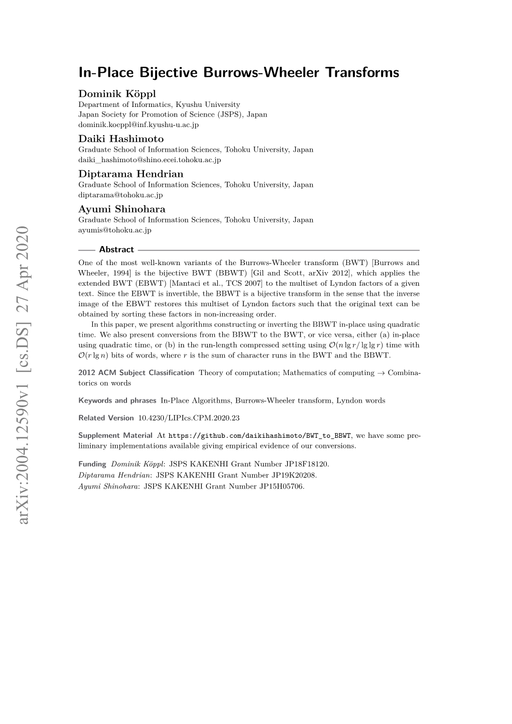 In-Place Bijective Burrows-Wheeler Transforms