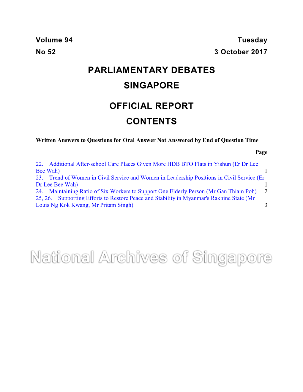 Parliamentary Debates Singapore Official Report