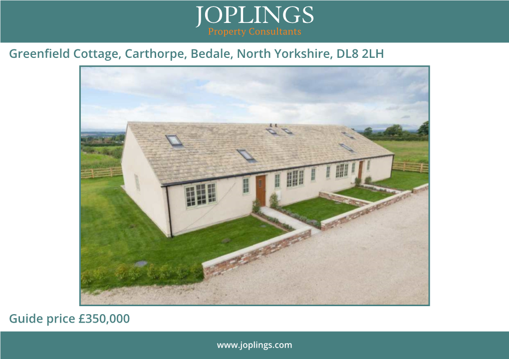 Greenfield Cottage, Carthorpe, Bedale, North Yorkshire, DL8 2LH Guide Price £350,000