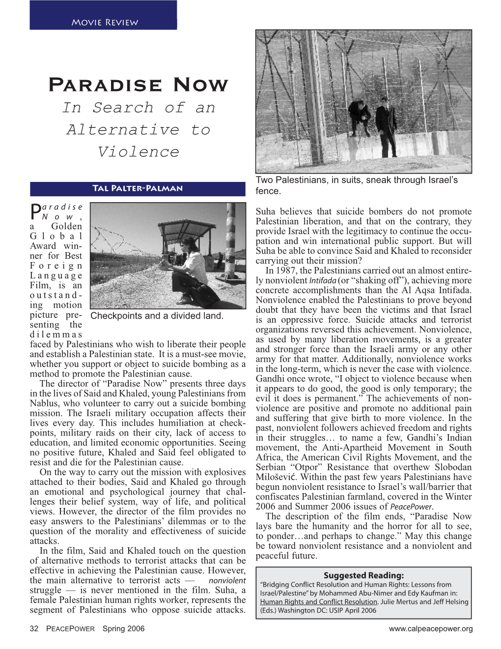Paradise Now in Search of an Alternative to Violence