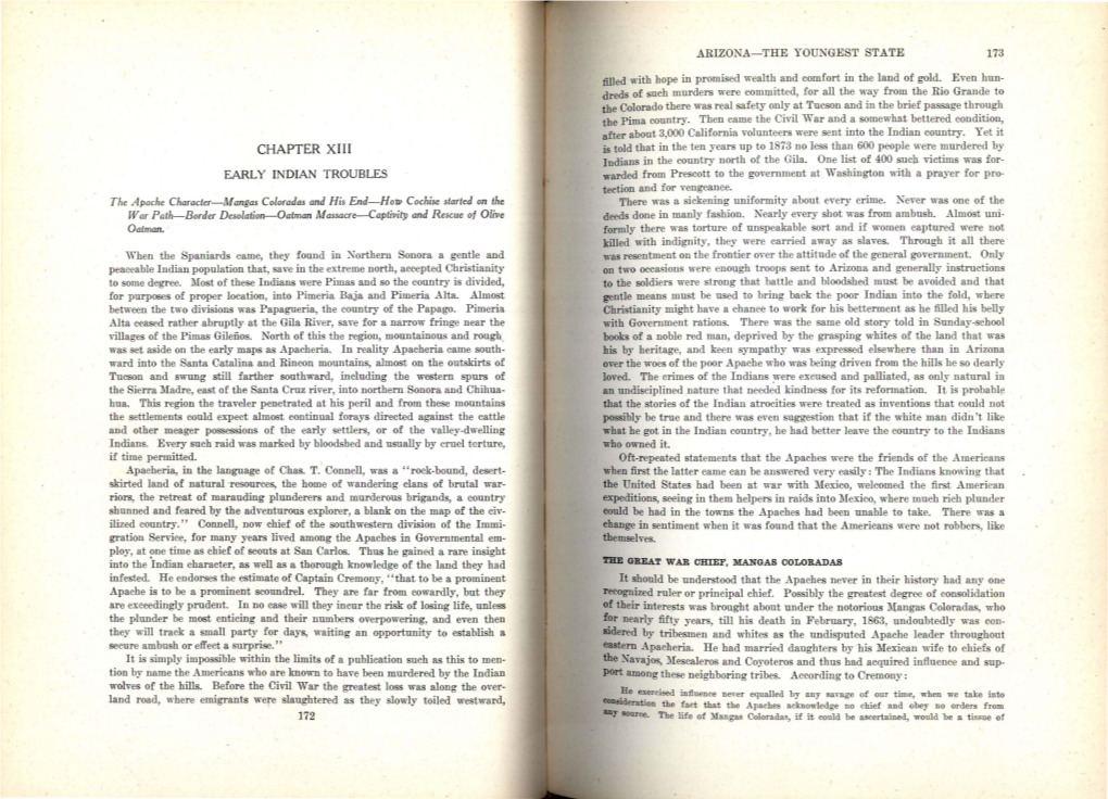 CHAPTER XIII Is Told That in the Ten Years up to 1873 No Less Than 600 People Were Murdered by Indians in the Country North of the Gila