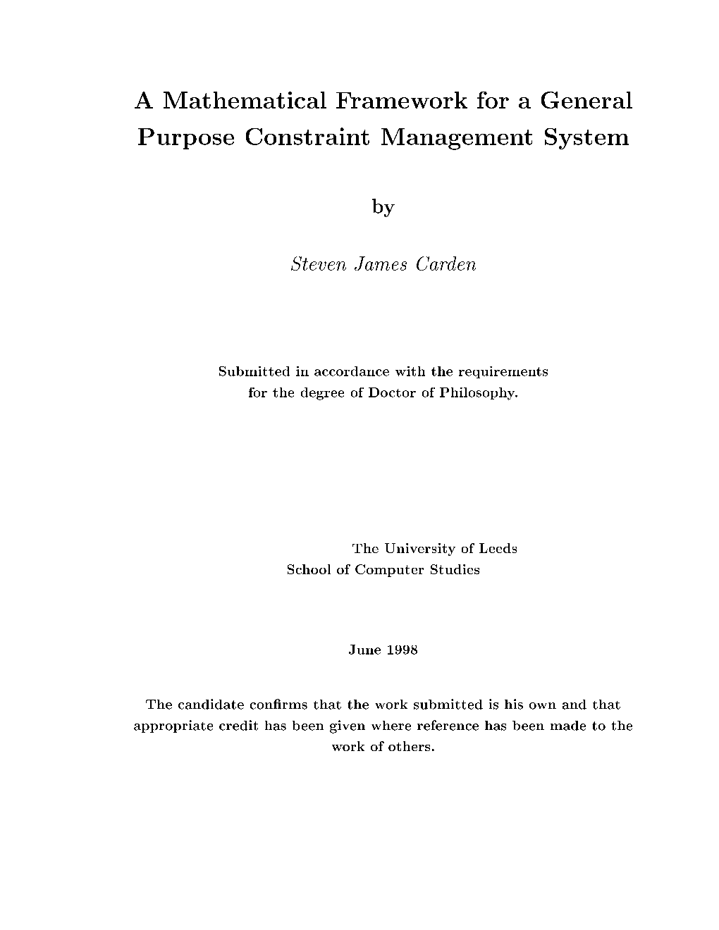 A Mathematical Framework for a General Purpose Constraint