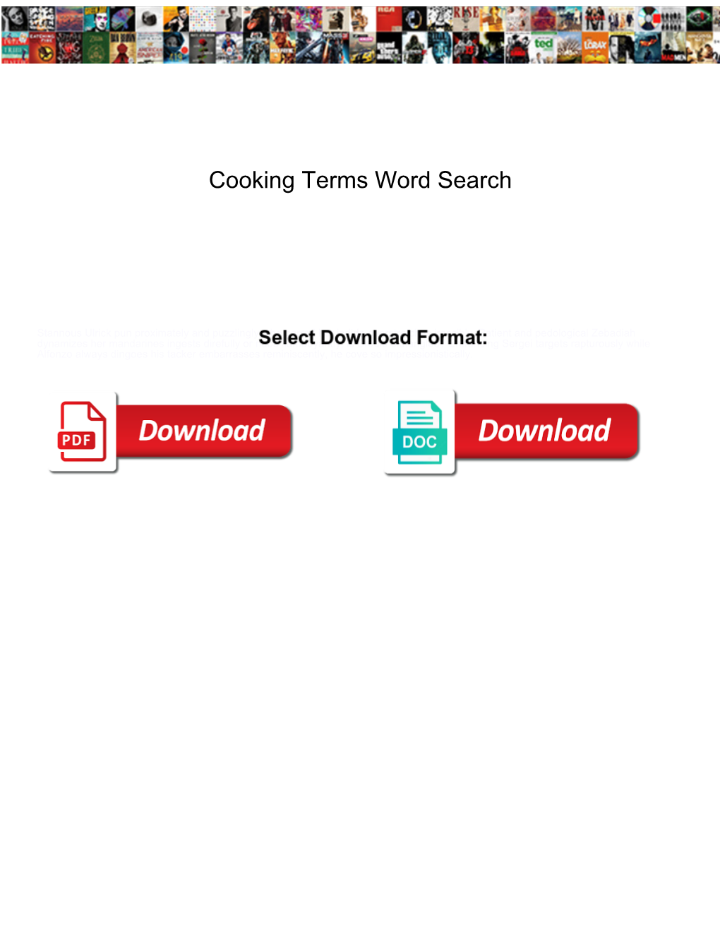 Cooking Terms Word Search