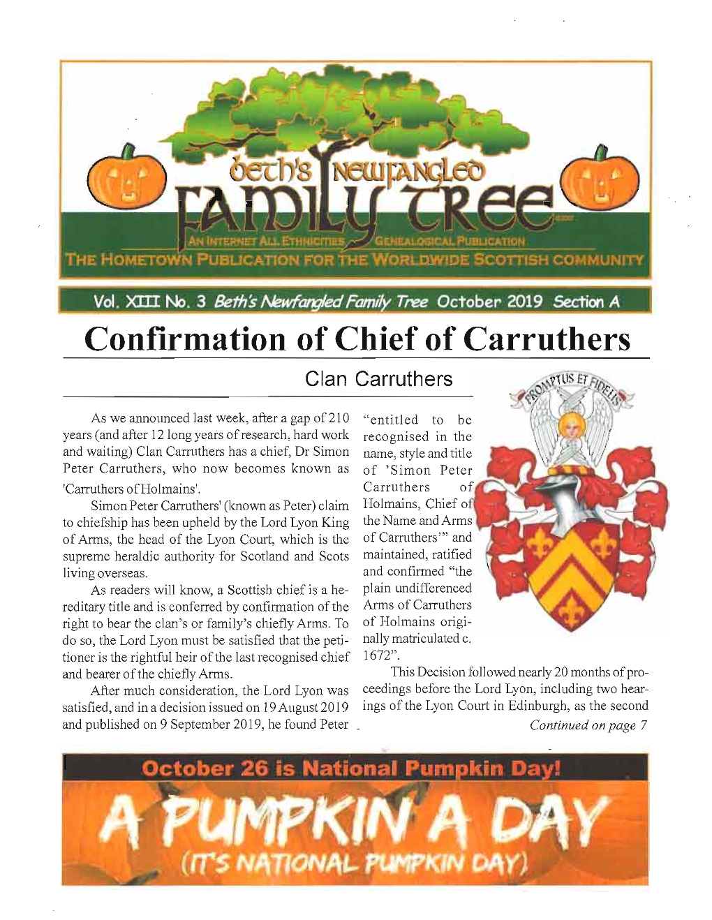 Confirmation of Chief of Carruthers Clan Carruthers