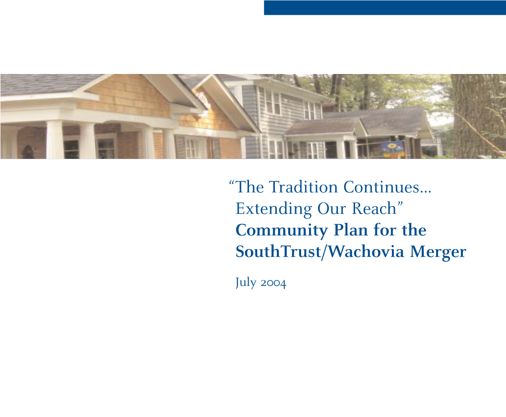 Community Plan for the Southtrust/Wachovia Merger