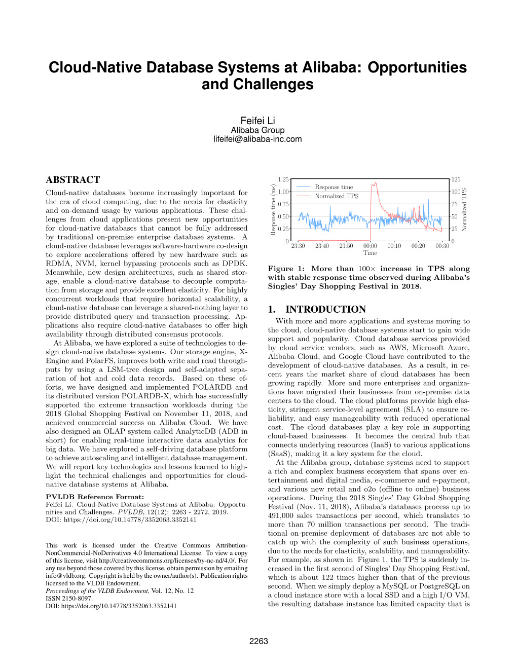 Cloud-Native Database Systems at Alibaba: Opportunities and Challenges