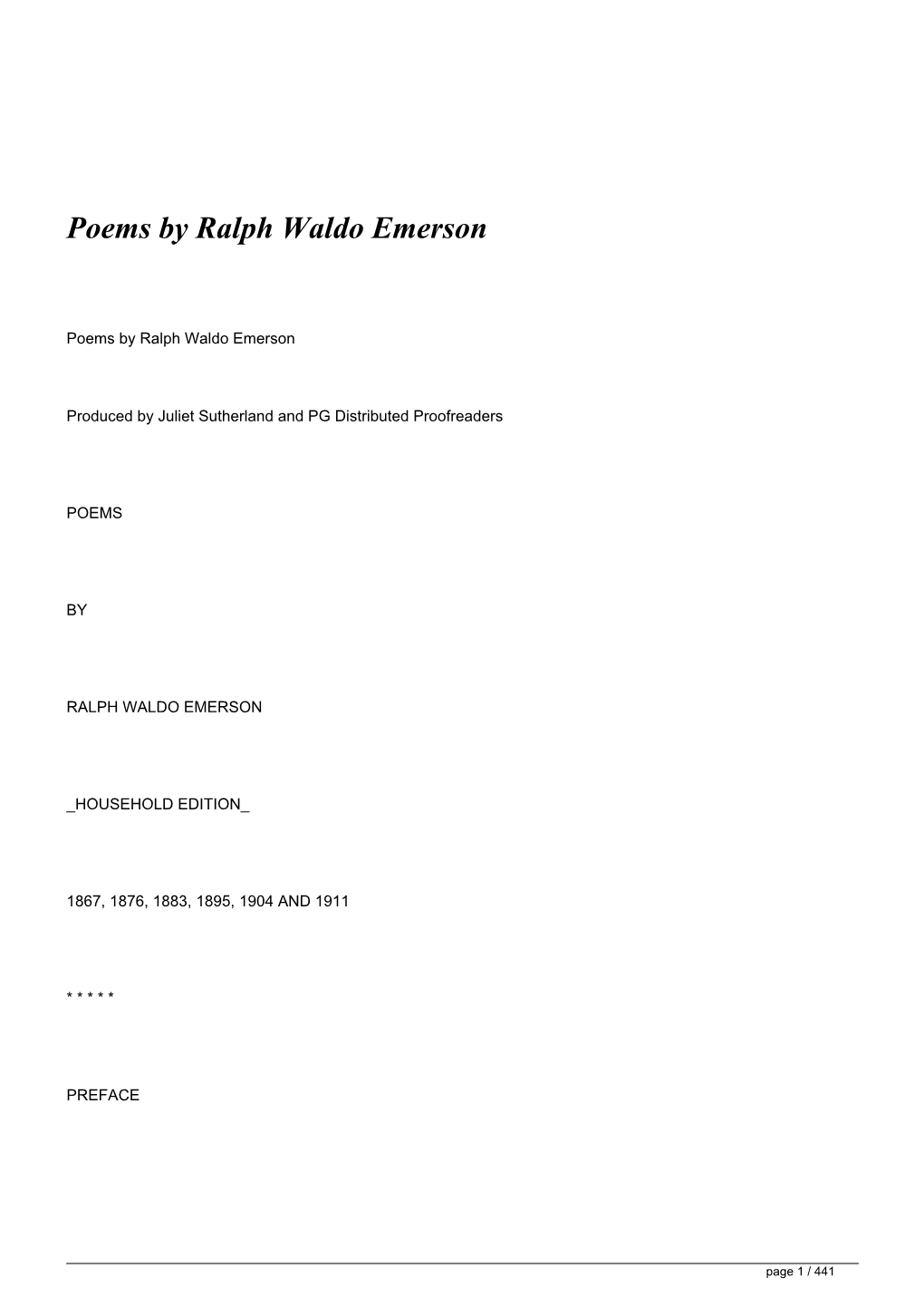 Poems by Ralph Waldo Emerson</H1>