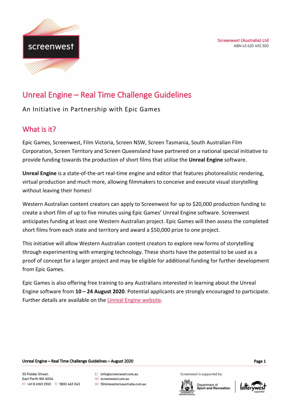 Unreal Engine – Real Time Challenge Guidelines an Initiative in Partnership with Epic Games