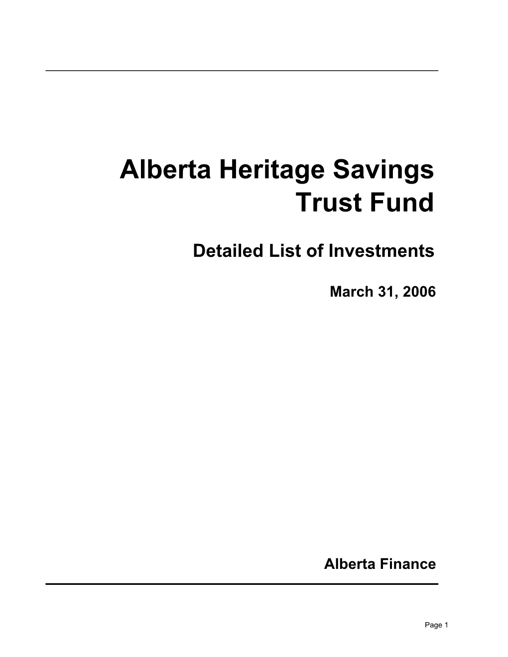 Alberta Heritage Savings Trust Fund