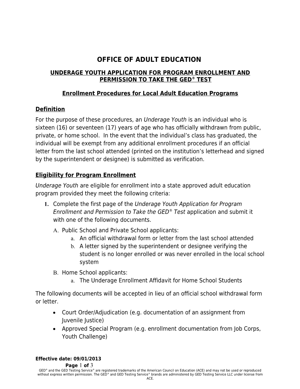 Enrollment Procedures for Local Adult Education Programs