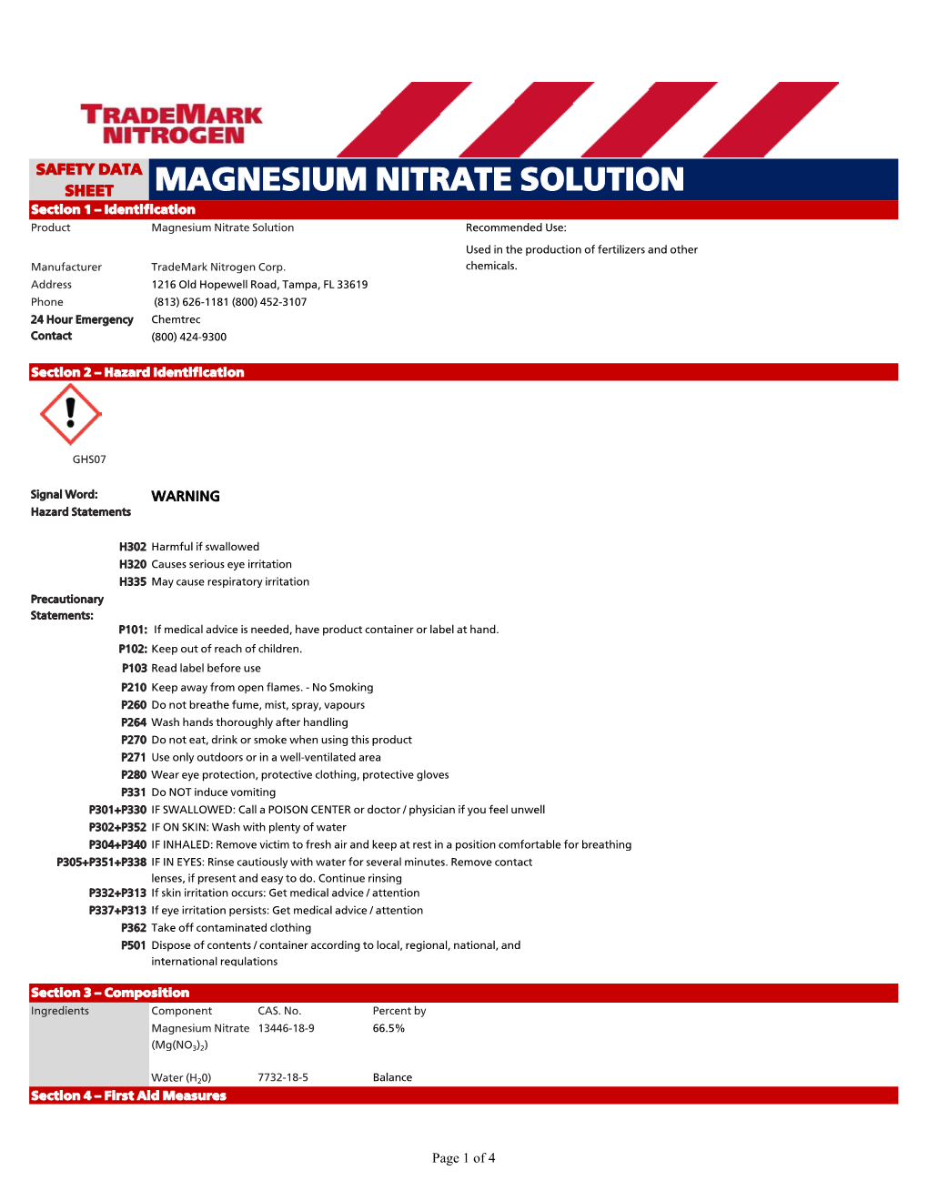 Magnesium Nitrate Solution
