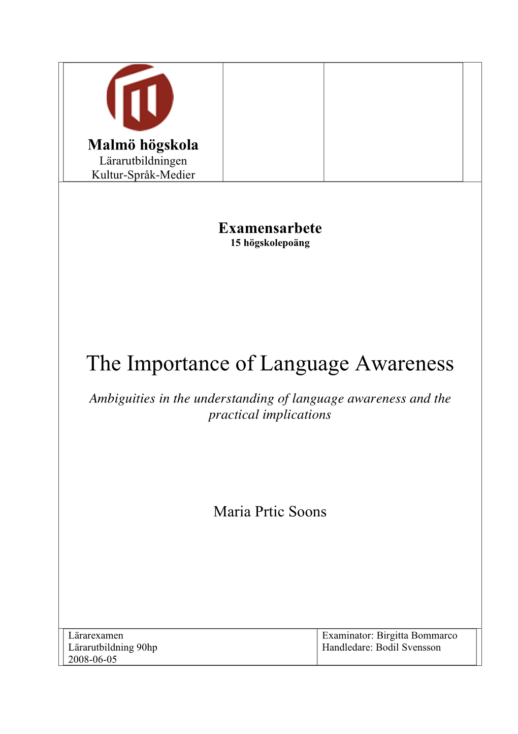 The Importance of Language Awareness